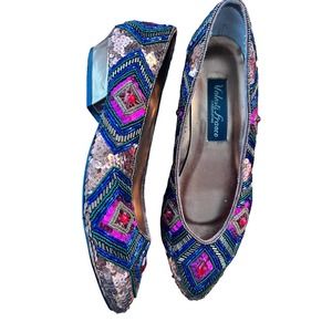 Valenti Franco Collection Sequence Beaded Colorful Shoes Sz 8.5